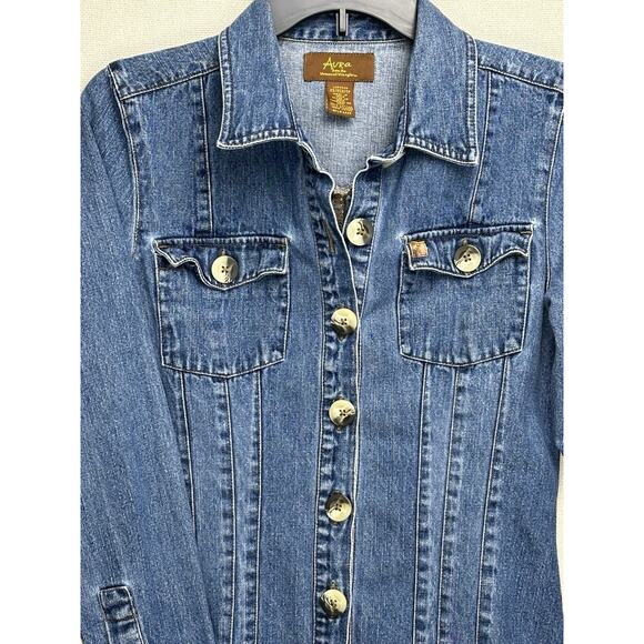 Women’s Denim Jacket Size XS Button Front Aura By The Women Of Wrangler - Picture 2 of 10